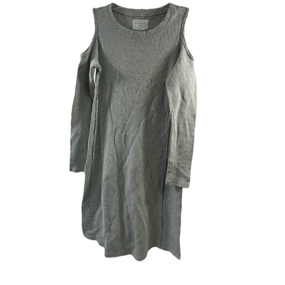 Sol Angeles Gray Waffle Knit Cold Shoulder Dress Size XS